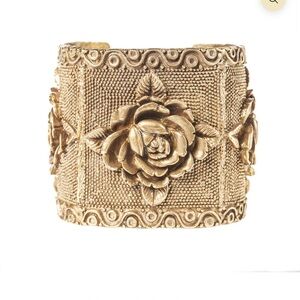 Rose Gold Vintage-Inspired Floral Cuff Bracelet